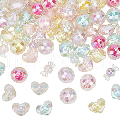 SOFPLATE 120Pcs 15 Styles Transparent Acrylic Beads TACR-SP0001-15-1