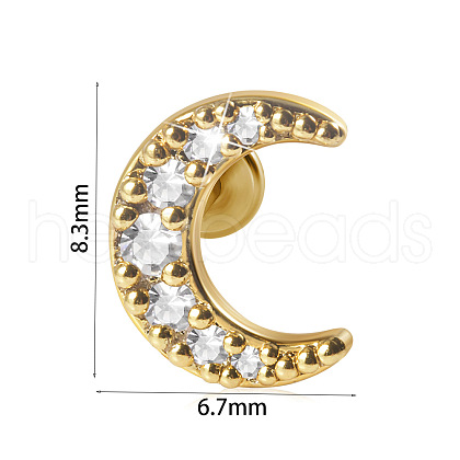 304 Stainless Steel Micro Pave Clear Cubic Zirconia Cartilage Earrings WG369ED-38-1