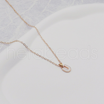 Alloy White Enamel Initial Pendant Necklaces WG51722-19-1