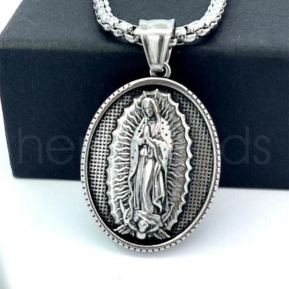 Retro Greek Mythology Stainless Steel Religion Embossed Saint Pendant Necklaces DK4418-3-1