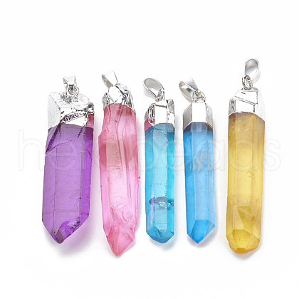 Natural Quartz Crystal Pointed Pendants G-S279-23-1