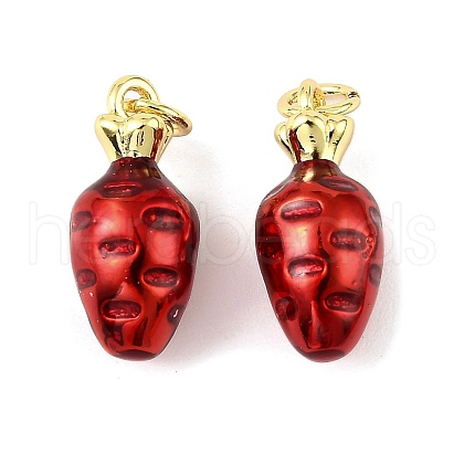 Fruit Brass Enamel Pendants KK-M324-04A-G-1
