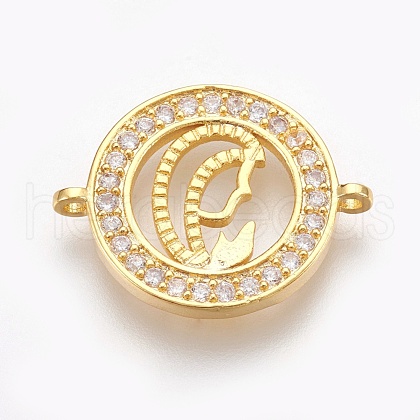 Brass Micro Pave Cubic Zirconia Links ZIRC-O026-15G-NR-1