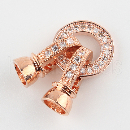 Brass Micro Pave Cubic Zirconia Fold Over Clasps ZIRC-P003-27RG-1