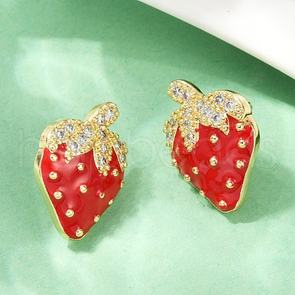 Brass Micro Pave Clear Cubic Zirconia Stud Earrings EJEW-F895-27C-01G-1