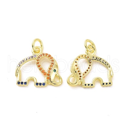 Brass Micro Pave Colorful Cubic Zirconia Pendants KK-E068-VF105-1