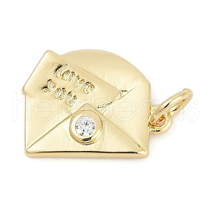 Brass Micro Pave Clear Cubic Zirconia Charms KK-G522-31G-1