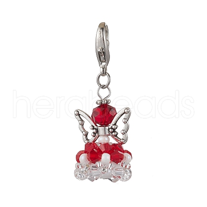 Angel Glass Pendant Decorations HJEW-MZ00215-02-1
