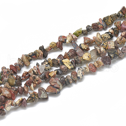 Natural Leopard Skin Jasper Beads Strands X-G-S315-04-1