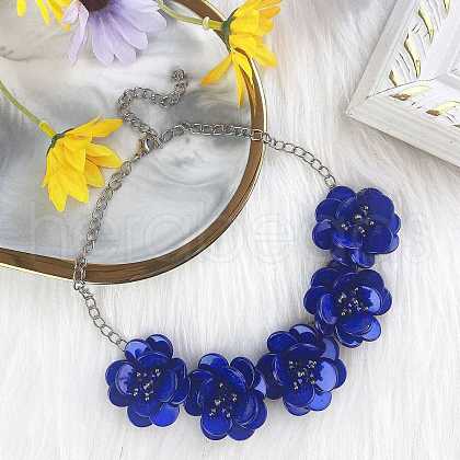 Flower Natural Shell Bib Necklaces for Women FS-WGF0490-03-1