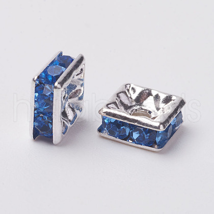 Brass Rhinestone Spacer Beads RB-A013-6x6-04S-1