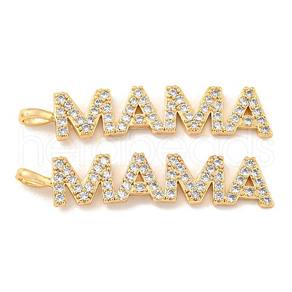 Mother's Day Brass Micro Pave Cubic Zirconia Pendants KK-K378-11G-1