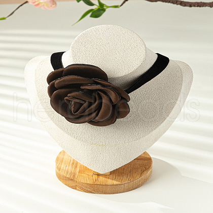 3D Flower Polyester Fiber Black Velvet Cord Choker Necklaces FS-WG3FF9D-04-1