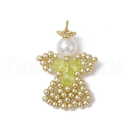 Glass Seed Beaded Angel Pendants PALLOY-MZ00652-06-1