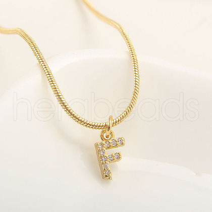 Brass Micro Pave Clear Cubic Zirconia Pendant Initial Necklaces FS-WGC46E8-06-1