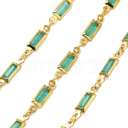 Brass Glass Rectangle Link Chains CHC-R001-01G-04-1