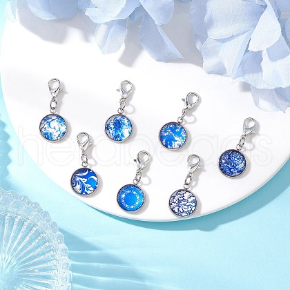 Half Round/Dome Glass Pendant Decorations HJEW-JM03338-1