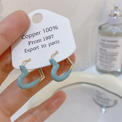 Heart Brass Enamel Hoop Earrings EJEW-P308-05G-1