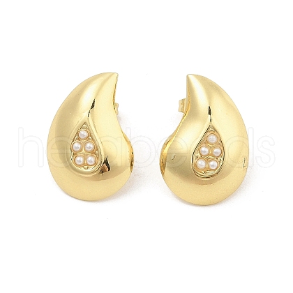 Teardrop PVD Vacuum Plating 304 Stainless Steel Stud Earrings for Women EJEW-C120-10G-1