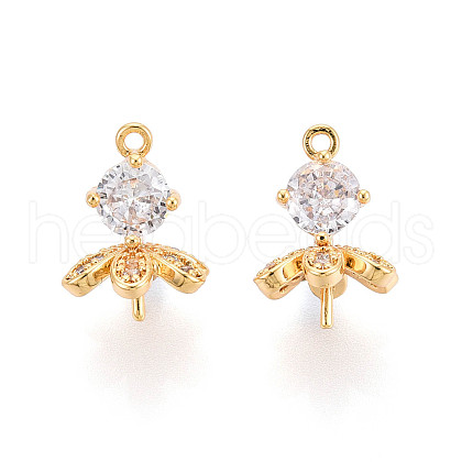 Brass Micro Pave Cubic Zirconia Peg Bails KK-N263-71G-1