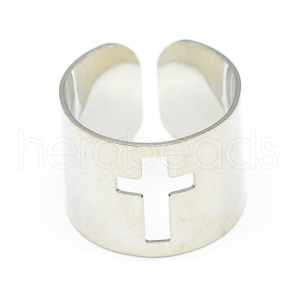 Tarnish Resistant Adjustable Stainless Steel Cuff Finger Rings X-RJEW-S038-048-1