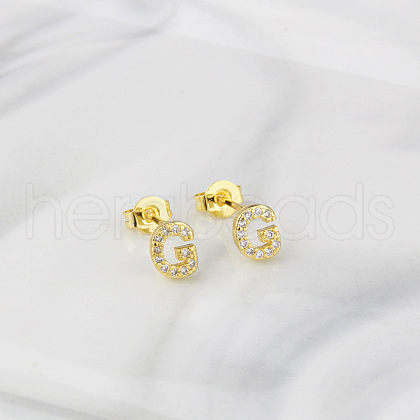 Brass Clear Cubic Zirconia Stud Earrings WGC2A80-07-1