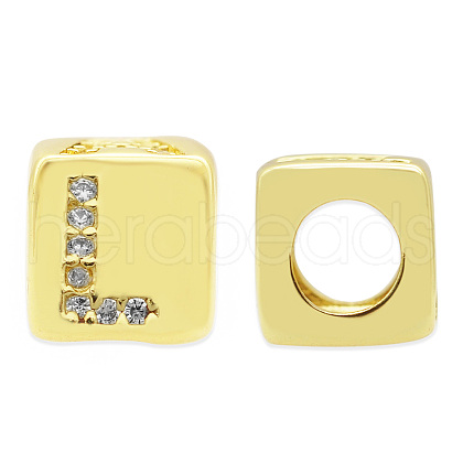 Brass Micro Pave Clear Cubic Zirconia European Beads KK-T030-LA842-LX3-1