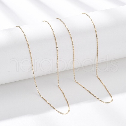1MM 304 Stainless Steel Cable Chain Necklaces NJEW-T016-15G-1