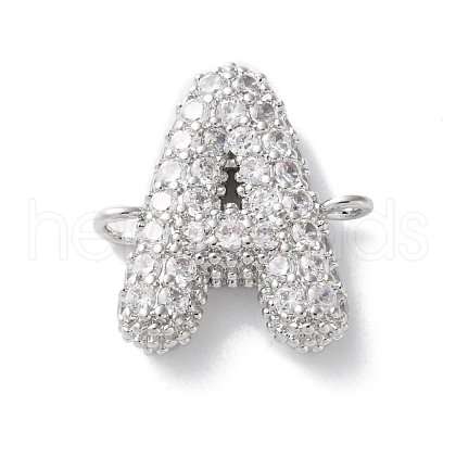 Brass Micro Pave Cubic Zirconia Letter Links X-KK-I717-04A-P-1