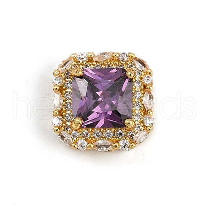 Hollow Rack Plating Brass Cubic Zirconia Beads KK-L236-13G-01-1