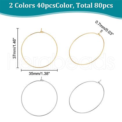 Unicraftale 304 Stainless Steel Hoop Earring Findings STAS-UN0003-97-1