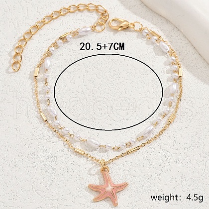 Boho Starfish Charm Multi-layer Anklets for Women MU9577-2-1
