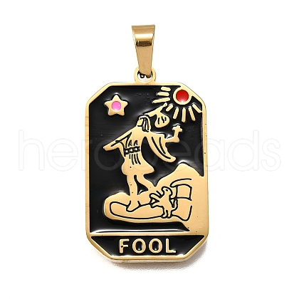 Tarot 304 Stainless Steel Enamel Pendants STAS-M119-09D-G-1