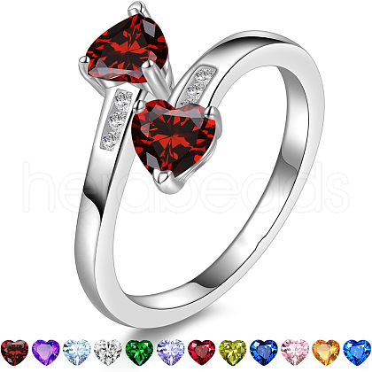 Heart 304 Stainless Steel with Cubic Zirconia Cuff Rings FS-WG2909F-01-1