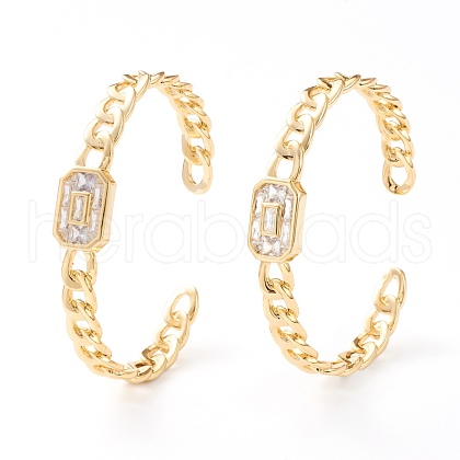 Brass Micro Pave Cubic Zirconia Cuff Bangles BJEW-Z001-01C-1