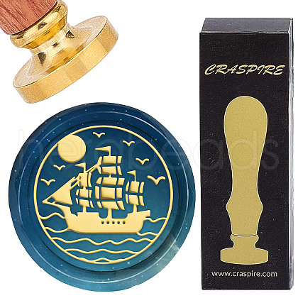 Brass Wax Seal Stamps with Wood Handle AJEW-WH0412-0206-1