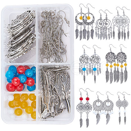 SUNNYCLUE DIY Woven Net/Web Chandelier Earrings Making Kits DIY-SC0012-009-1