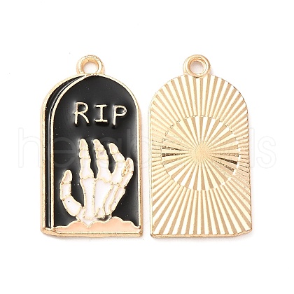 Light Gold Plated Alloy Enamel Pendants ENAM-L040-005KCG-01-1