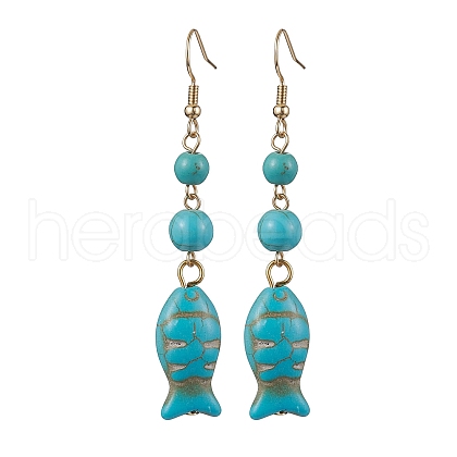 Synthetic Turquoise Dangle Earrings EJEW-JE05849-01-1