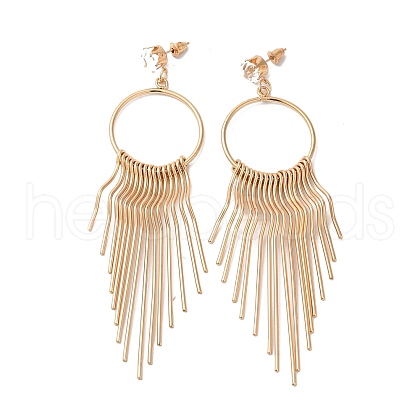 Rhinestone with Tassel Dangle Stud Earrings EJEW-D054-02KCG-1