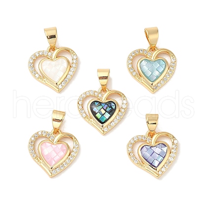 Rack Plating Brass Enamel Micro Pave Clear Cubic Zirconia Pendants KK-K380-03G-1