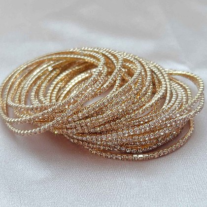 Brass Rhinestone Tennis Bracelets WG6EB7A-03-1