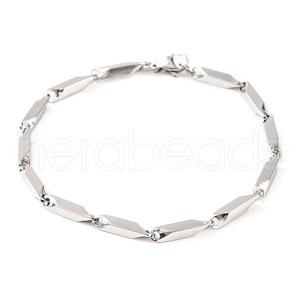 Non-Tarnish 304 Stainless Steel Rectangle Link Bracelets for Women BJEW-G711-10P-1