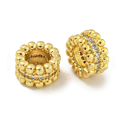 Rack Plating Brass Micro Pave Clear Cubic Zirconia European Beads KK-L215-011G-1