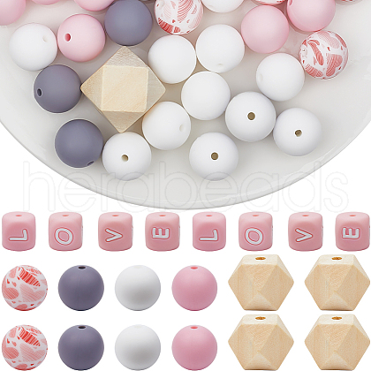 SOFPLATE Silicone Alphabet Beads for Bracelet or Necklace Making SIL-SP0001-07-1