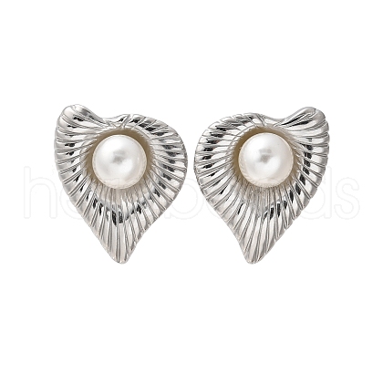 Heart 304 Stainless Steel Stud Earrings EJEW-L287-064P-1