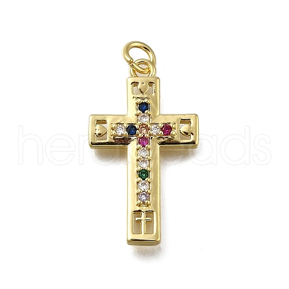 Brass Micro Pave Clear Cubic Zirconia Pendants ZIRC-I070-028G-1