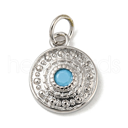 Rack Plating Brass Deep Sky Blue Micro Pave Deep Sky Blue Cubic Zirconia Pendants KK-A200-15P-1