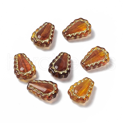 Golden Metal Enlaced Acrylic Beads OACR-H019-15-1