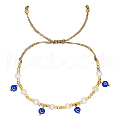 Mother's Day Jewellery Handmade Pearl and Glass Beaded Heart Charm Bracelet for Women with Unique Flat Eyes Design ST6147606-1